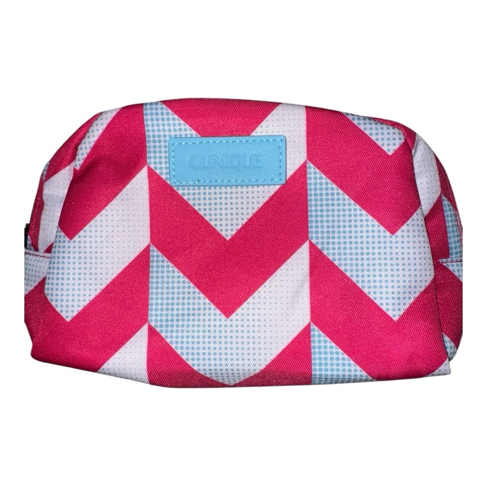 Clinique Cosmetic Makeup Bag - Pink Checkered Travel & Skincare Pouch